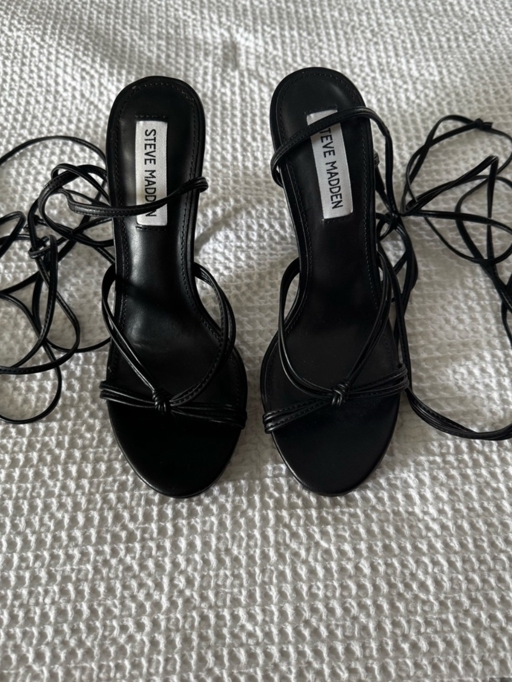 Steve Madden Black Lace-Up Minimal Heel Sandals